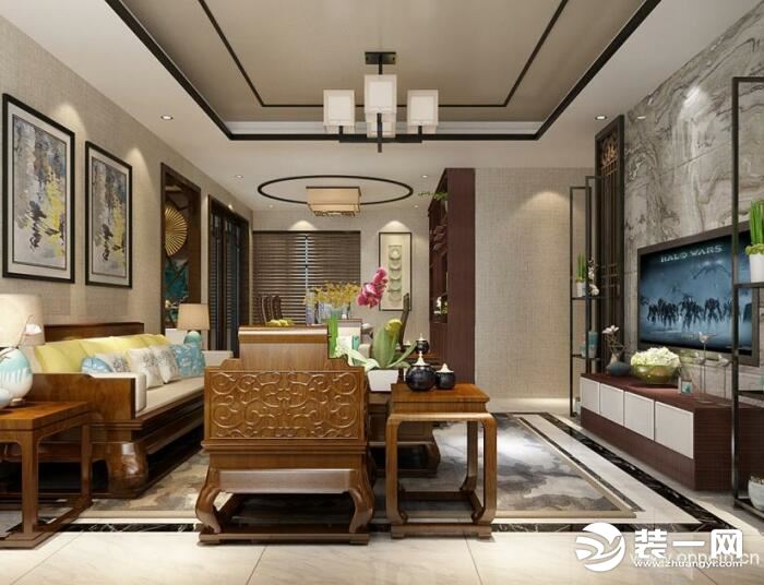 客厅吊顶石膏线装修效果图大全-北京德意世家装饰公司